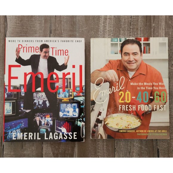 Emeril Lagasse Cookbooks Prime Time Emeril & Signed 20-40-60 Fresh Food Fast - Picture 1 of 12
